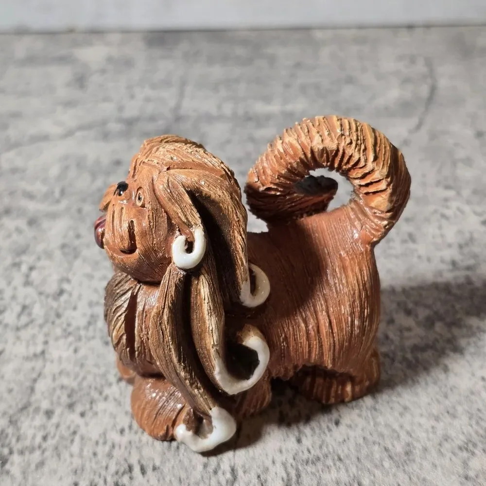 Vintage Retired Artesania Rinconada Pekingese Dog Figurine Red tongue Uruguay